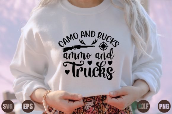 Camo and Bucks Ammo and Trucks: A Versatile T-Shirt Design Graphic